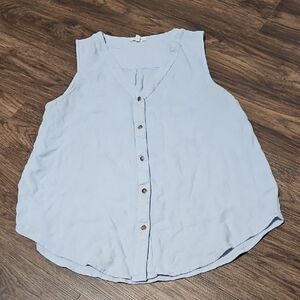Maurices Sky Blue Sleeveless Button-Down Shirt, Size Large